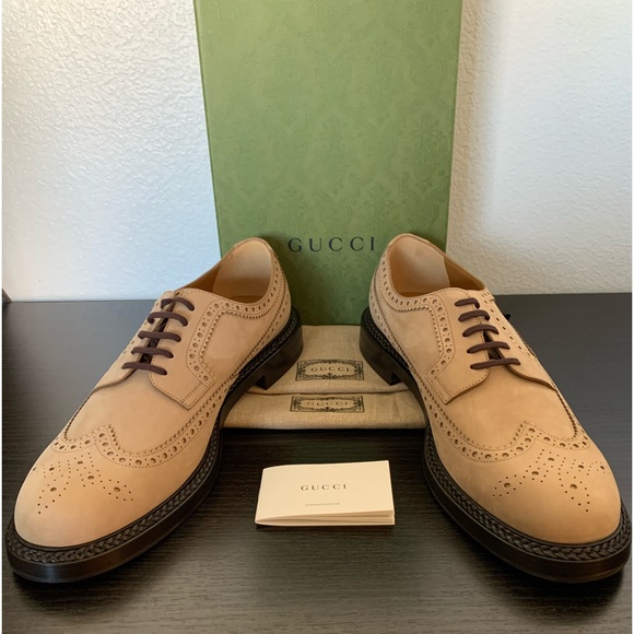 Gucci Other - MEN'S GUCCI BROGUE DRESS OXFORD SHOES NUBUK NATURAL TAN SIZE 13 US/ 12 UK $1,190